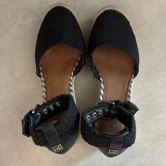 Sperry Black Espadrille Wedge Sandals - Picture 6 of 6